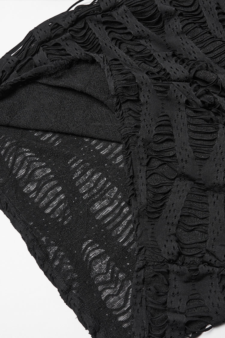Black Long Batwing Sleeves Ripped Women's Punk Cardigan - Product - 7
