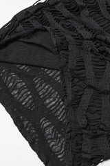 Black Long Batwing Sleeves Ripped Women's Punk Cardigan - Product - 7