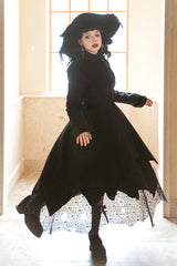 Black Icebreaker Irregular Hem Woolen Ouji Lolita Coat - Product - 6