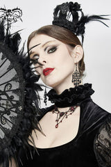 Black Feather Rose Lace Edging Cross Women's Gothic Crown Headwear - Product - 2