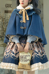 Blue Explore The Stars Ruffled Classic Lolita Skirt Dress - Blue - 1