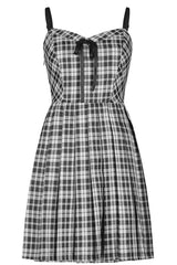 White/Black Plaid Front Chest Bow Decoration Women's Punk Slip Dress - Product - 5