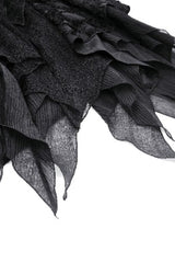 Black Women's Gothic Punk Multi-Layered Irregular Handkerchief Hem Lace Skirt - Product - 15