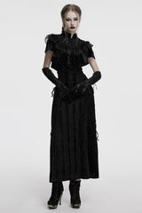 Black Sleeveless Ruffle Stitching Lace Women's Gothic Cape - Product - 4