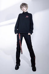 Black Unmarked Blade Gothic Handsome Ouji Lolita Long Pants - Product - 10