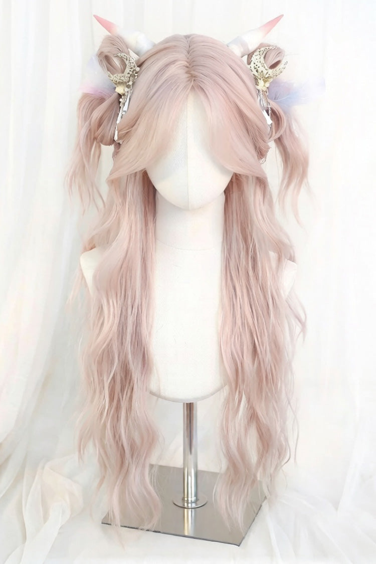 Light Purple Pink Eight Bangs Long Curly Sweet Lolita Wigs - Light-Purple-Pink - 1
