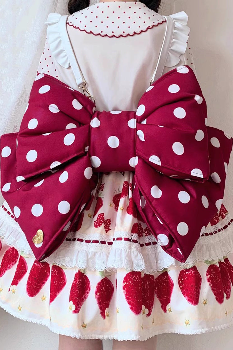 Red/White Polka Dot Print Bowknot Shaped Sweet Lolita Backpack - Red/White - 23
