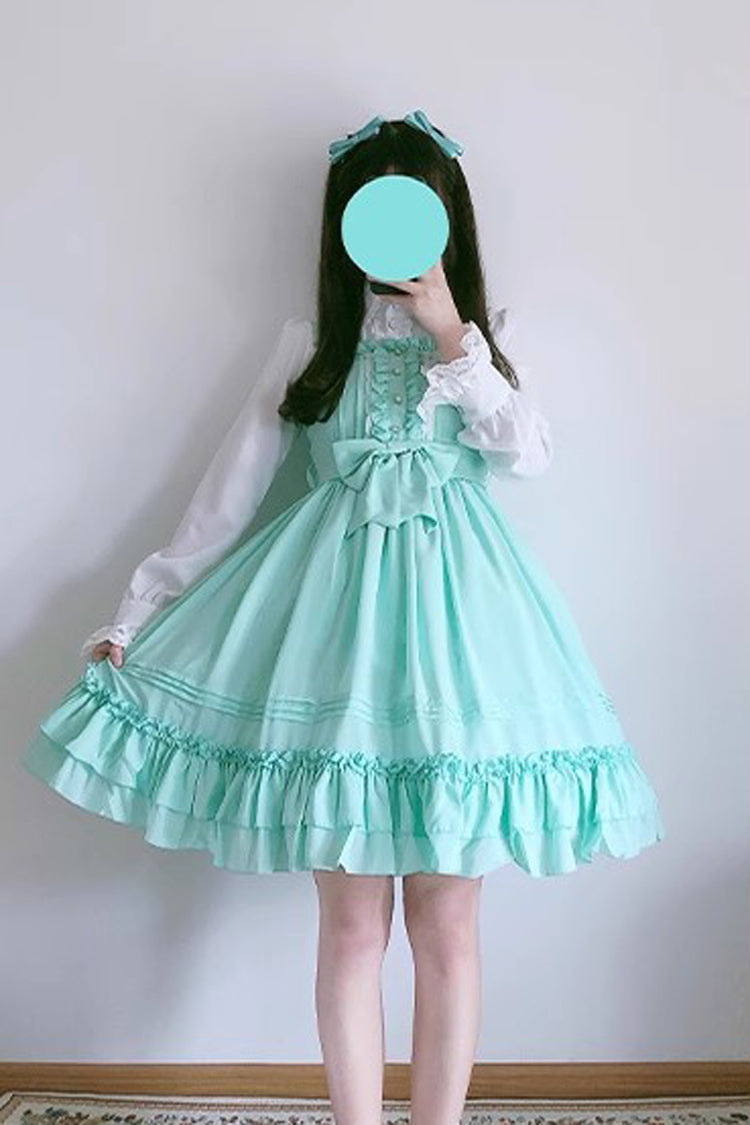 Ice Cream Bowknot Ruffle Chiffon Sweet Lolita Jsk Dress 7 Colors - Green - 5