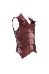Red Embossed Feather Men's Gothic Waistcoat - Product - 8