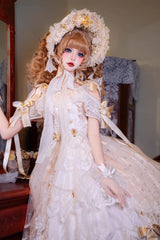 Yellow [Glazed Phantom] Off Shoulder Ruffle Hanayome Bowknot Lace Sweet Elegant Lolita Dress - Product - 7