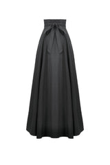 Black Embroidered Lace Trim Pleated Women's Gothic Maxi Skirt - Product - 11