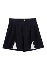 Black/Green [Anlexia Bookstore] Square Collar Short Sleeves Embroidered Studded Gothic College Style Prince Handsome Ouji Lolita Set - Shorts(Only) - 13