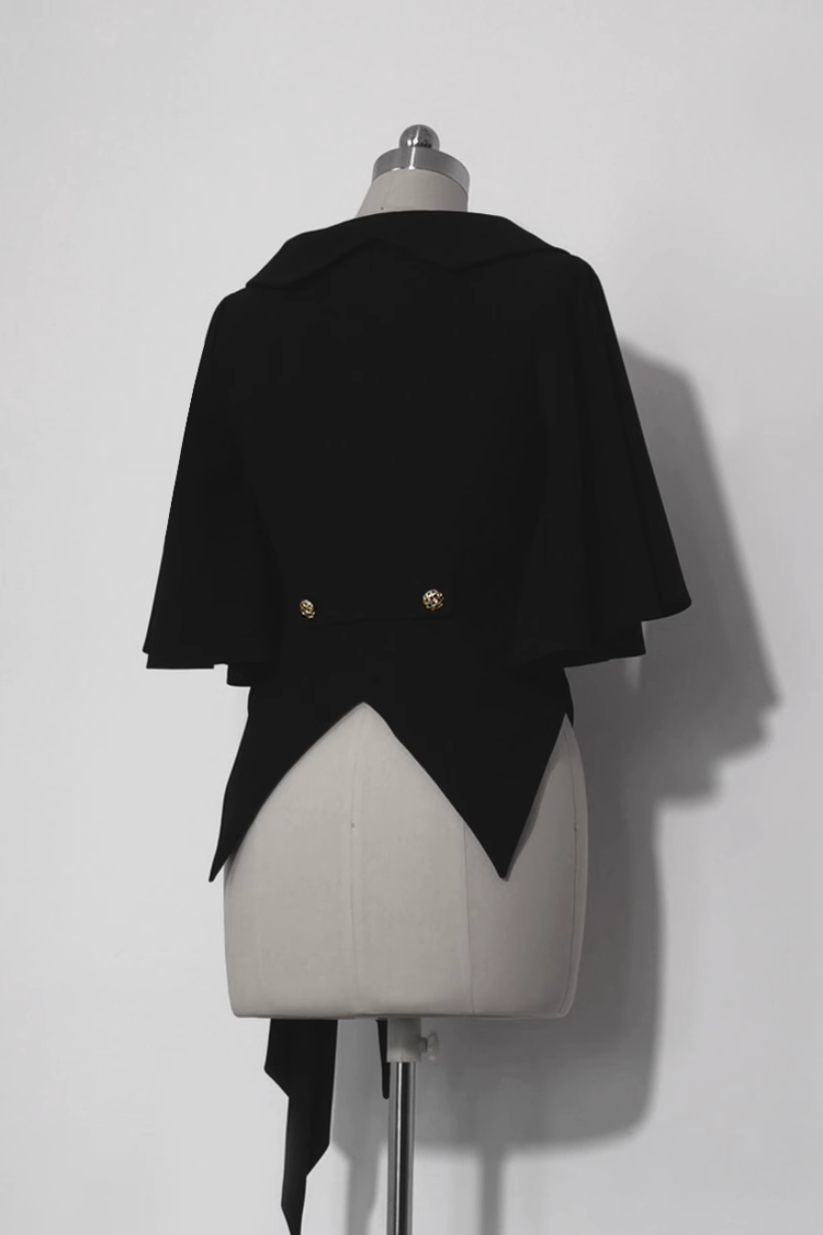 Black Retro Cute Cool Ouji Fashion Lolita Hooded Jacket - Product - 3