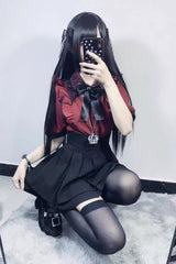 Jirai Kei Short Sleeves Hollow Bowknot Lace Sweet Blouse 3 Colors - Product - 4