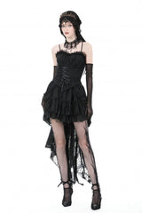 Black Ruffled Lace Splice Lace-Up Women's Gothic Overbust Corset - Product - 8