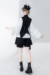 White Hunting Rabbits Long Sleeves Bowknot Gothic Vintage Ouji Fashion Lolita Blouse - Product - 7