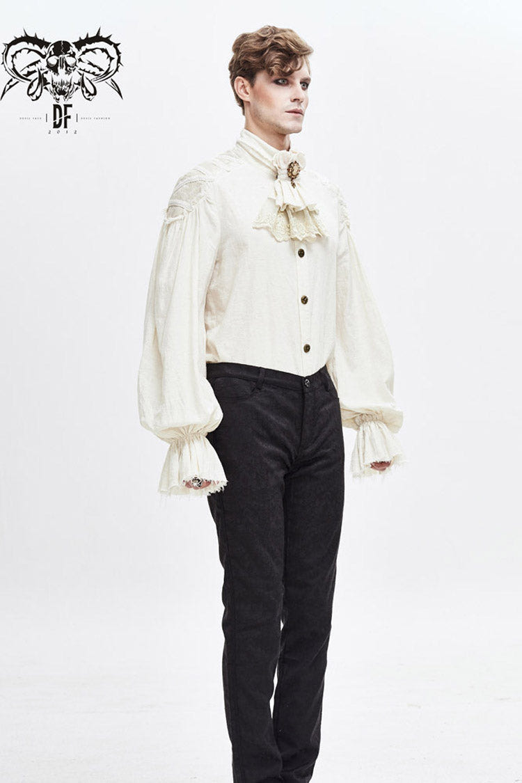 White Lace Jacquard Men's Gothic Bow Tie - Product - 7