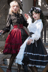 Black/Red Stitching Cardigan Ruffled Multi-Layer Gothic Lolita Skirt Dress - Product - 7