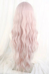 Light Purple Pink Eight Bangs Long Curly Sweet Lolita Wigs - Product - 2