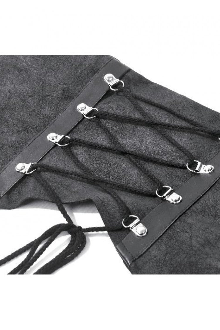 Washed Black Lace-Up Buckled Eyelet Women's Punk Asymmetric Corset Waist Belt - Product - 14