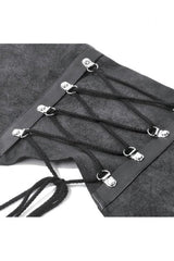 Washed Black Lace-Up Buckled Eyelet Women's Punk Asymmetric Corset Waist Belt - Product - 14