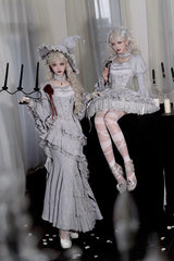 Silver Grey [Twilight] Multi-Layered Ruffle Hollow Lace Gothic Witch Lolita Skirt - Product - 4