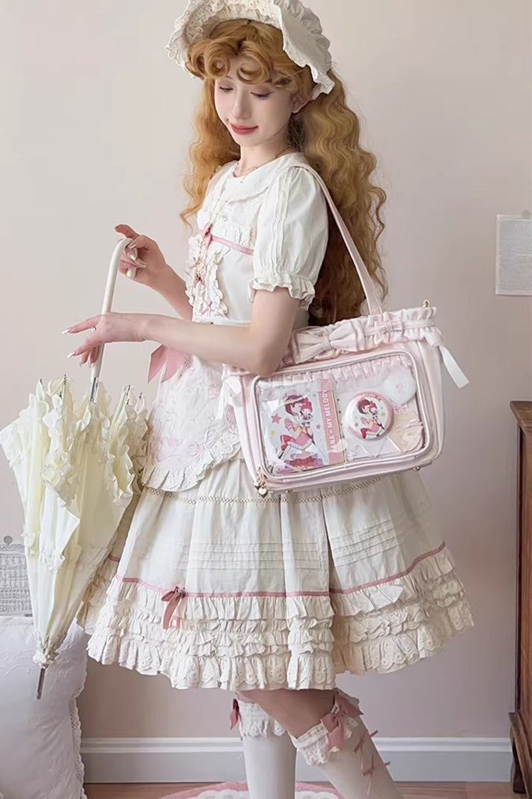 [Ballet Holiday] Ruffled Bow Sweet Japanese Crossbody Shoulder Lolita Itabag 10 Colors - Product - 12