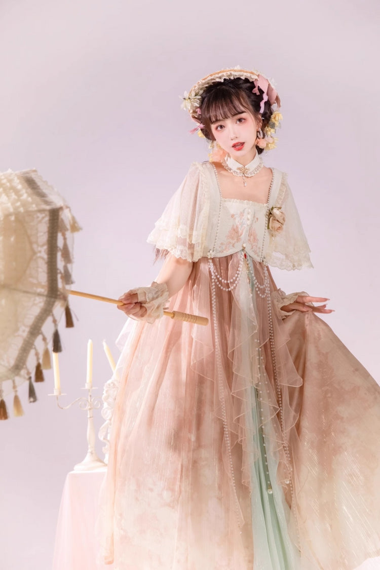 Multi-Color Ruffle Lace Sweet Chinese Style Elegant Princess Lolita Jsk Dress Set - Product - 7