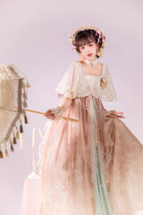 Multi-Color Ruffle Lace Sweet Chinese Style Elegant Princess Lolita Jsk Dress Set - Product - 7