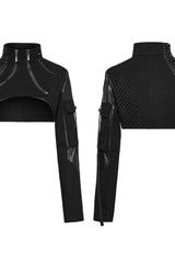 Black Stand Collar Long Sleeves Rivet Women's Gothic Short Jacket - Product - 5