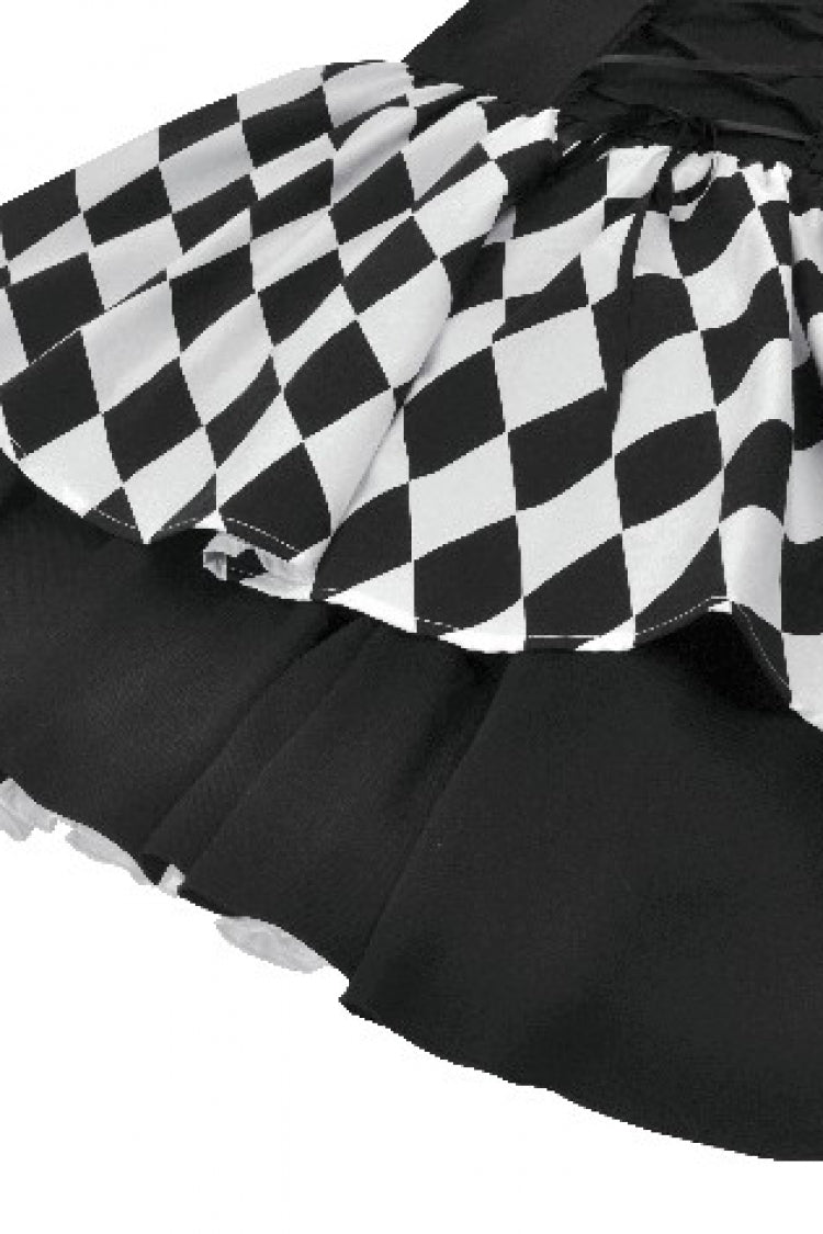 Black/White Harlequin Sharp Point Collar Long Puff Sleeves Women's Lolita Gothic Dress - Product - 19