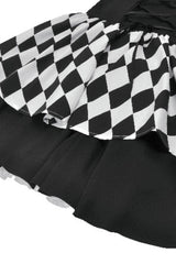 Black/White Harlequin Sharp Point Collar Long Puff Sleeves Women's Lolita Gothic Dress - Product - 19