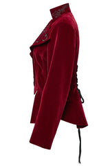 Red Swallow-tailed Velvet Long Sleeves Women's Gothic Jacket - Product - 8