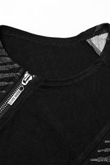 Black Sleeveless Print Asymmetric Zipper Men's Punk Tank Top - Product - 6