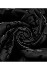 Black Chinese Style Stretch Velvet Burning Flower Dragon Totem Pattern Decoration Small Slit Hem Sleeveless Women's Gothic Dress - Product - 10