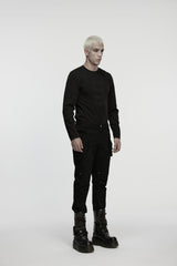 Black Studded Pleated Men's Punk Pants - Product - 3