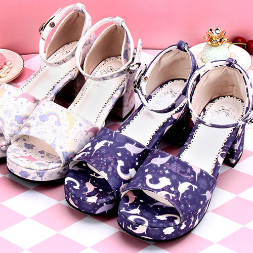 Dreamy Cute Fish Printing Round toe Sweet Lolita Sandals - Product - 5