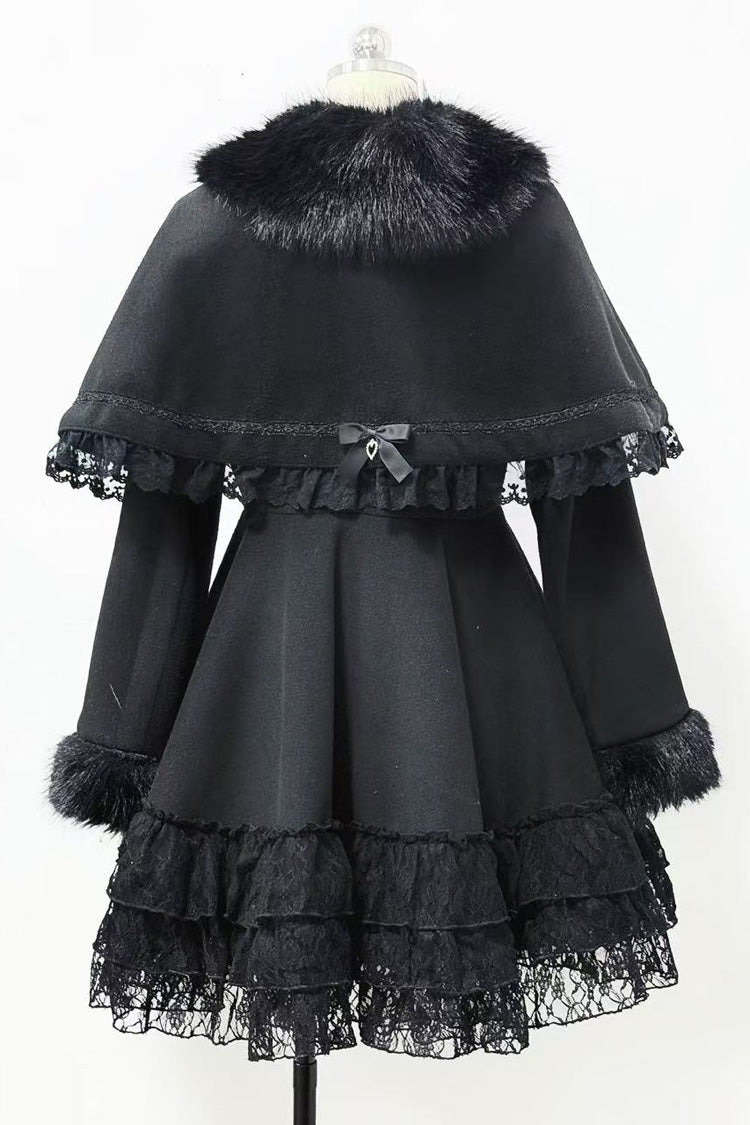 Magician Long Sleeves Removable Cape Bowknot Lace Gothic Jirai Kei Coat - Product - 5