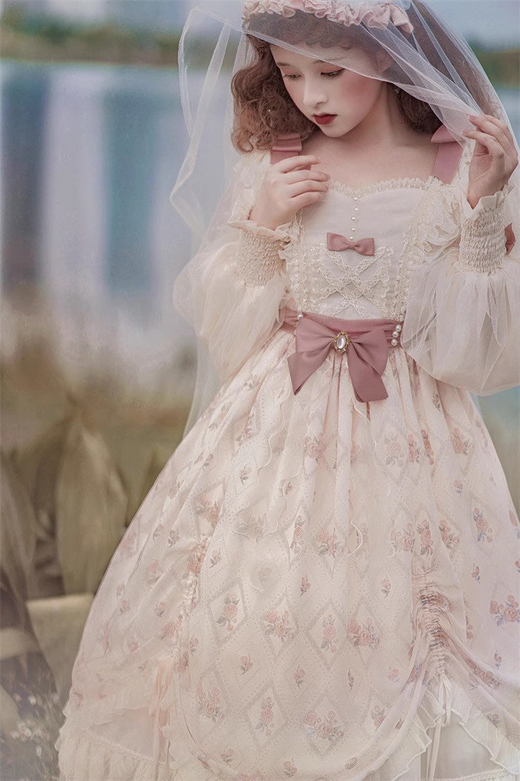 Ivory Time Letter Multi-layer Print Ruffle Bowknot Daily Sweet Elegant Lolita Dress - Product - 9