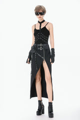 Black Women's Punk Halter Eyelet Chest Harness - Product - 9