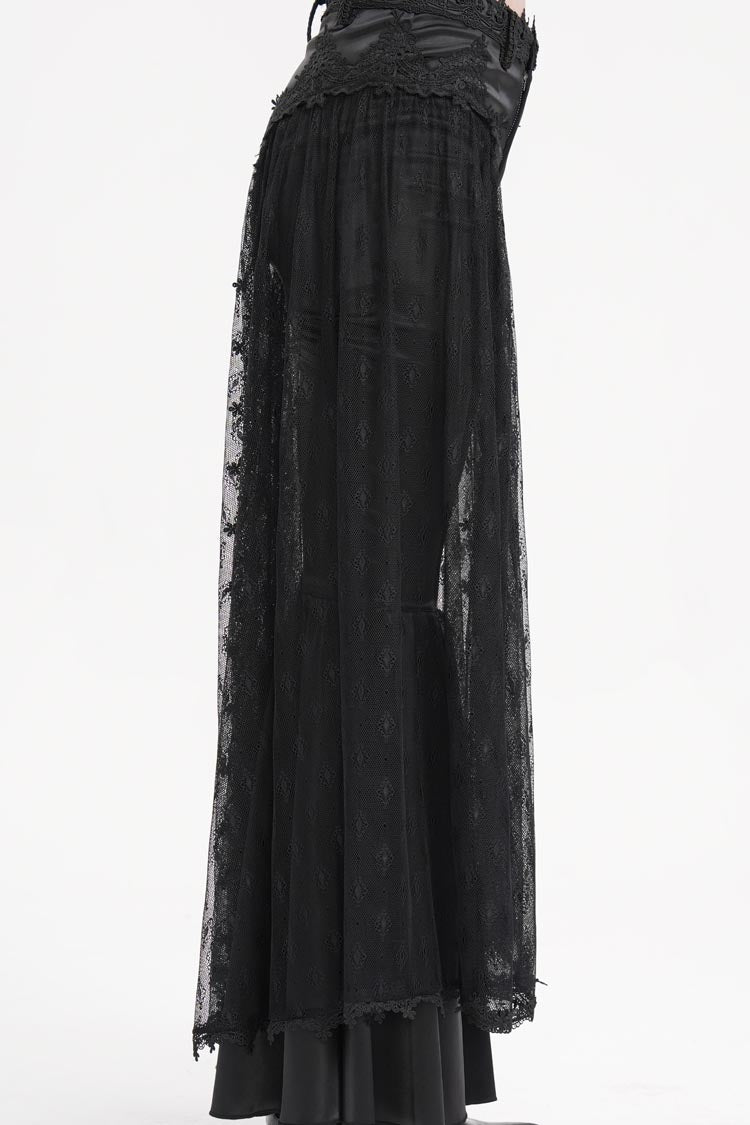 Black Crochet Lace Mesh Women's Gothic Pants - Product - 11