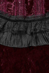 Red Sleeveless Ruffle Stitching Lace Women's Gothic Cape - Product - 8