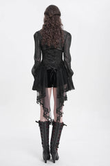 Black Stitching Lace Lace-Up Mesh Women's Gothic Underbust Corset - Product - 8