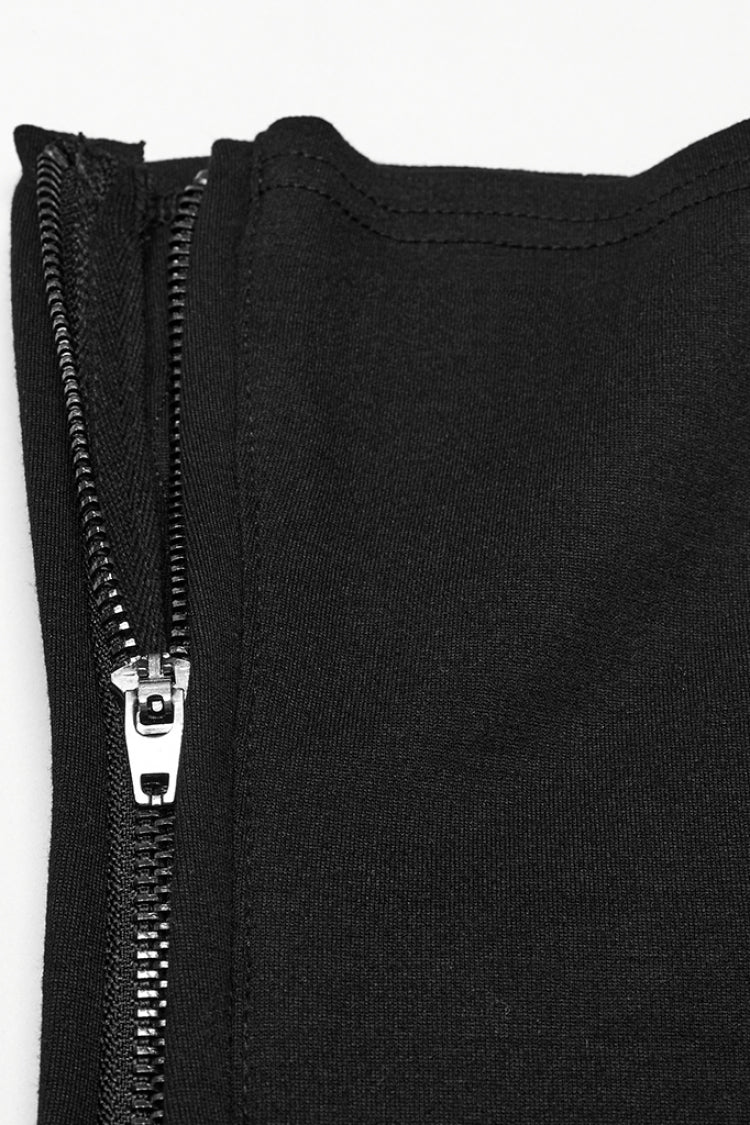 Black Men's Punk Cool Rubber Patched Half-finger Gloves - Product - 8