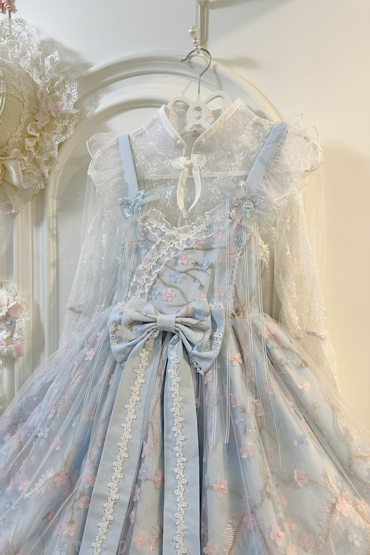 Sweet Sleeveless Ruffle Embroidery Bowknot Lace Chinese Style Lolita Jsk Dress 2 Colors - Product - 4