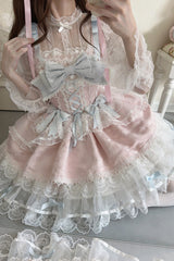 Pink [Fleishi Island] Sleeveless Ruffle Bowknot Lace Slim Sweet Ballet Lolita Jsk Dress - Product - 8