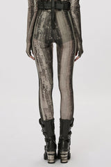 Slim Mesh Tie-dyed Women's Steampunk Leggings 2 Colors - Product - 11