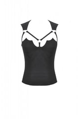 Black Cut-Out Ring Women's Punk Fitted Tank Top - Product - 3