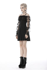 Black Sexy Off Shoulder Lace Long Sleeves Lace-Up Women's Gothic Graduation Dress - Product - 10