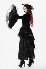 Black Long Puff Sleeves Multi-Layered Ruffled Lace Hem High Low Women's Gothic Coatlet - Product - 9